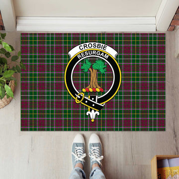 Crosbie Tartan Door Mat with Family Crest