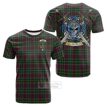 Crosbie Tartan Cotton T-shirt with Family Crest Celtic Skull Style