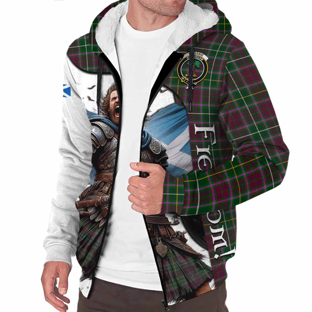 Tartan Vibes Clothing Crosbie Crest Tartan Sherpa Hoodie Inspired by the Freedom of Scottish Warrior