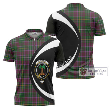 Crosbie Tartan Zipper Polo Shirt with Family Crest Circle Style