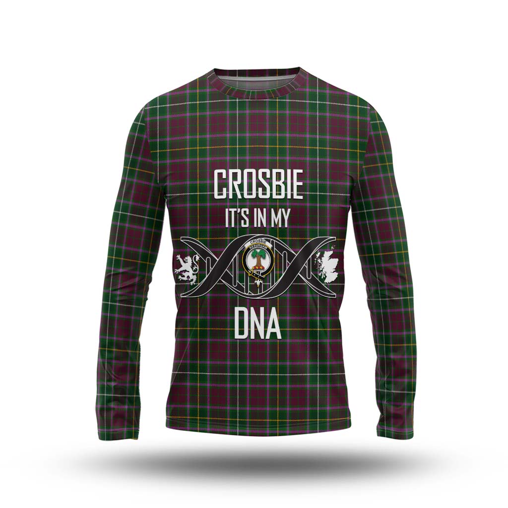 Tartan Vibes Clothing Crosbie Tartan Long Sleeve T-Shirt with Family Crest DNA In Me Style