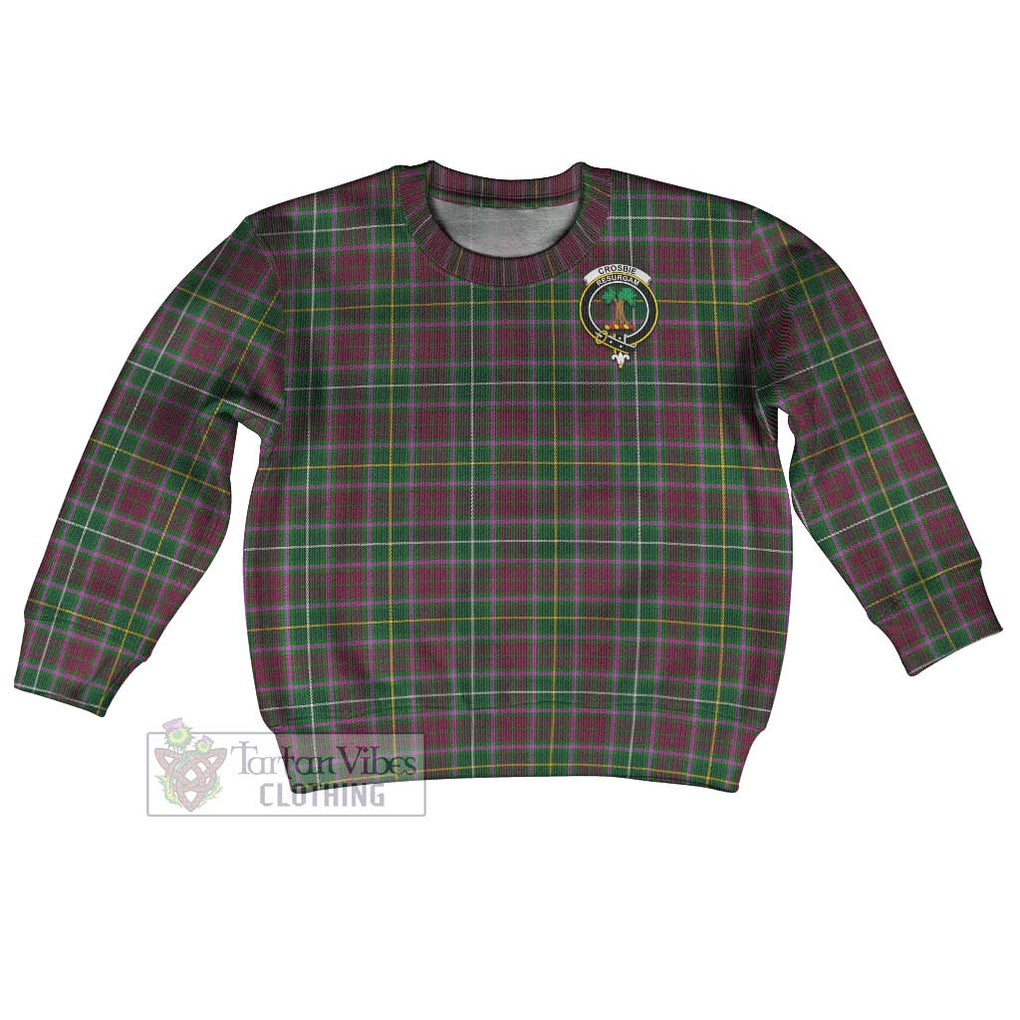 Tartan Vibes Clothing Crosbie Tartan Kid Ugly Sweater with Family Crest