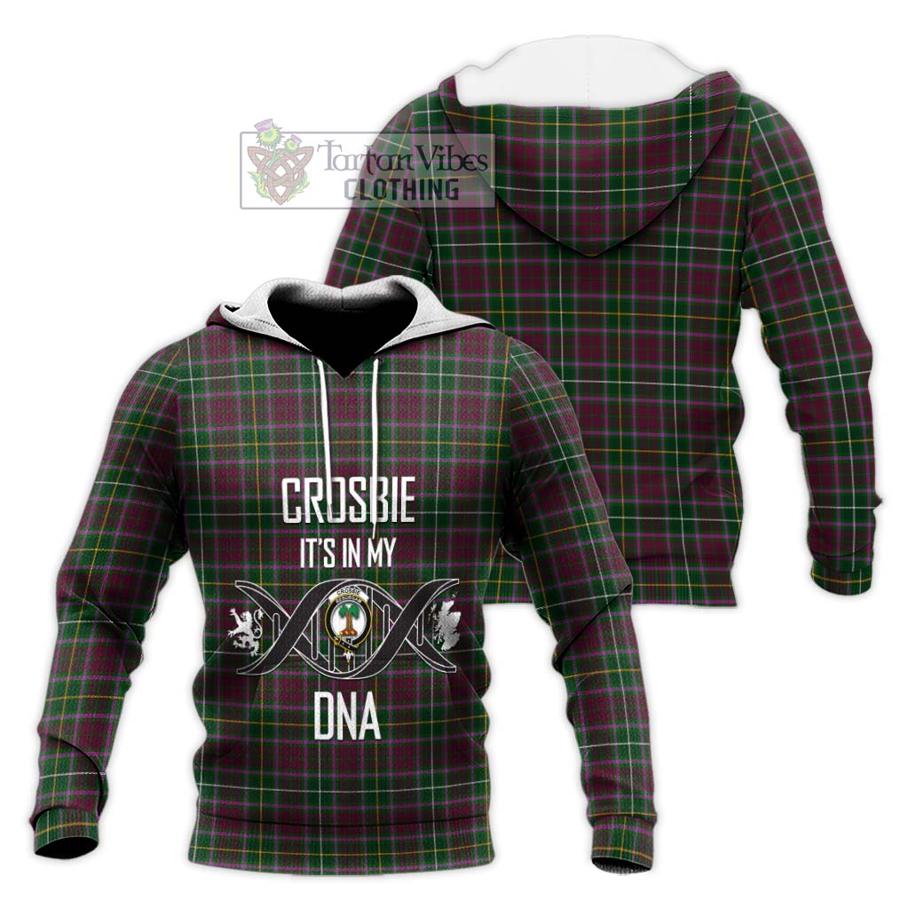 Tartan Vibes Clothing Crosbie Tartan Knitted Hoodie with Family Crest DNA In Me Style