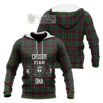 Crosbie Tartan Knitted Hoodie with Family Crest DNA In Me Style