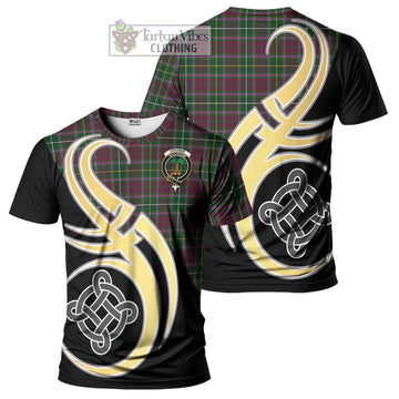 Crosbie Tartan T-Shirt with Family Crest and Celtic Symbol Style