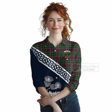 Crosbie Tartan Women's Casual Shirt Featuring Thistle and Scotland Map