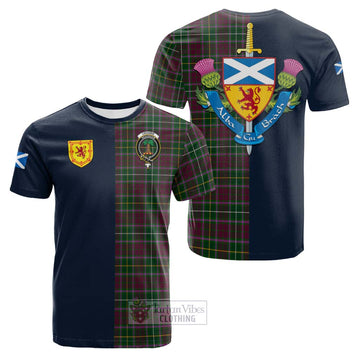 Crosbie Tartan Cotton T-shirt with Scottish Lion Royal Arm Half Style