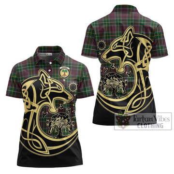 Crosbie Tartan Women's Polo Shirt with Family Crest Celtic Wolf Style