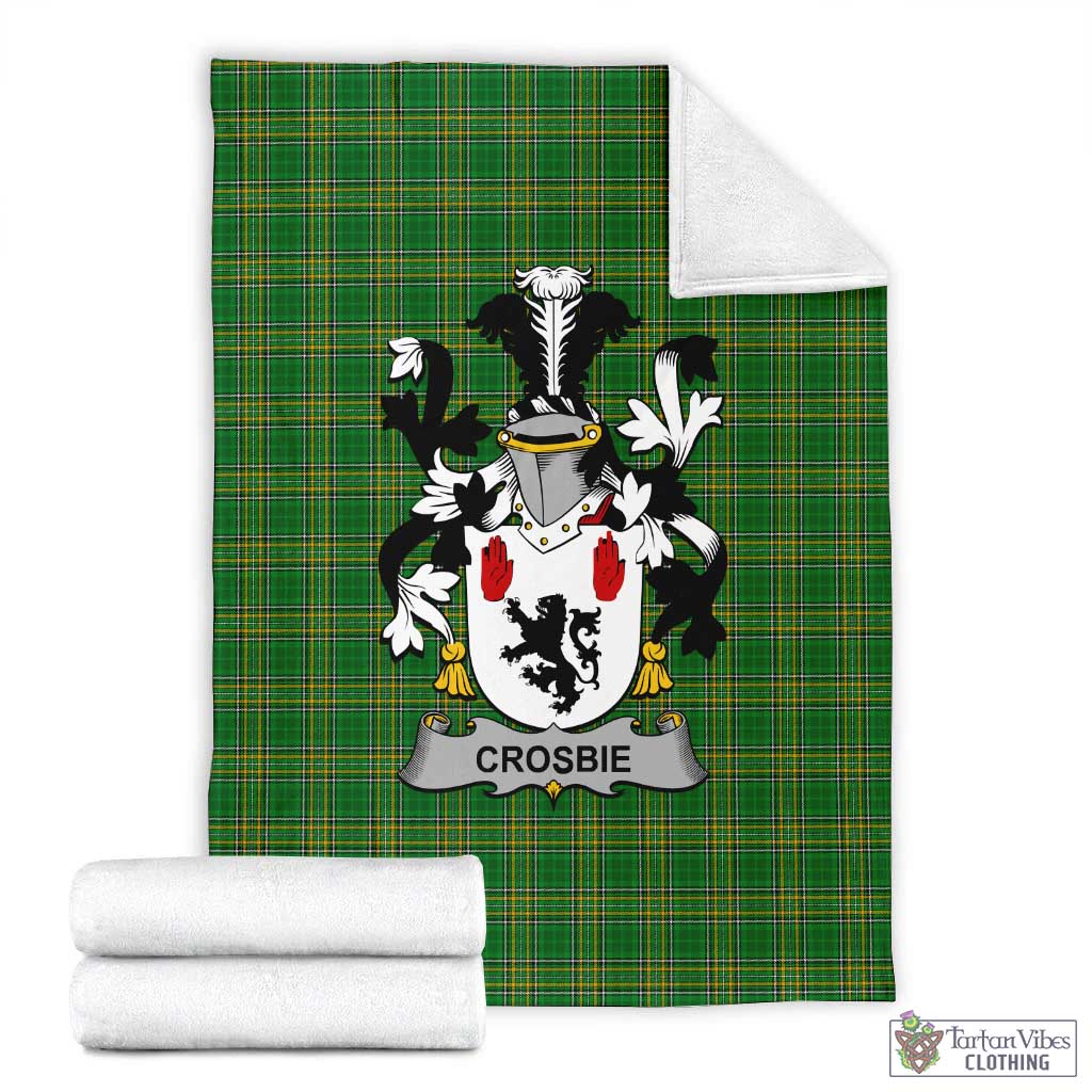 Tartan Vibes Clothing Crosbie Irish Clan Tartan Blanket with Coat of Arms