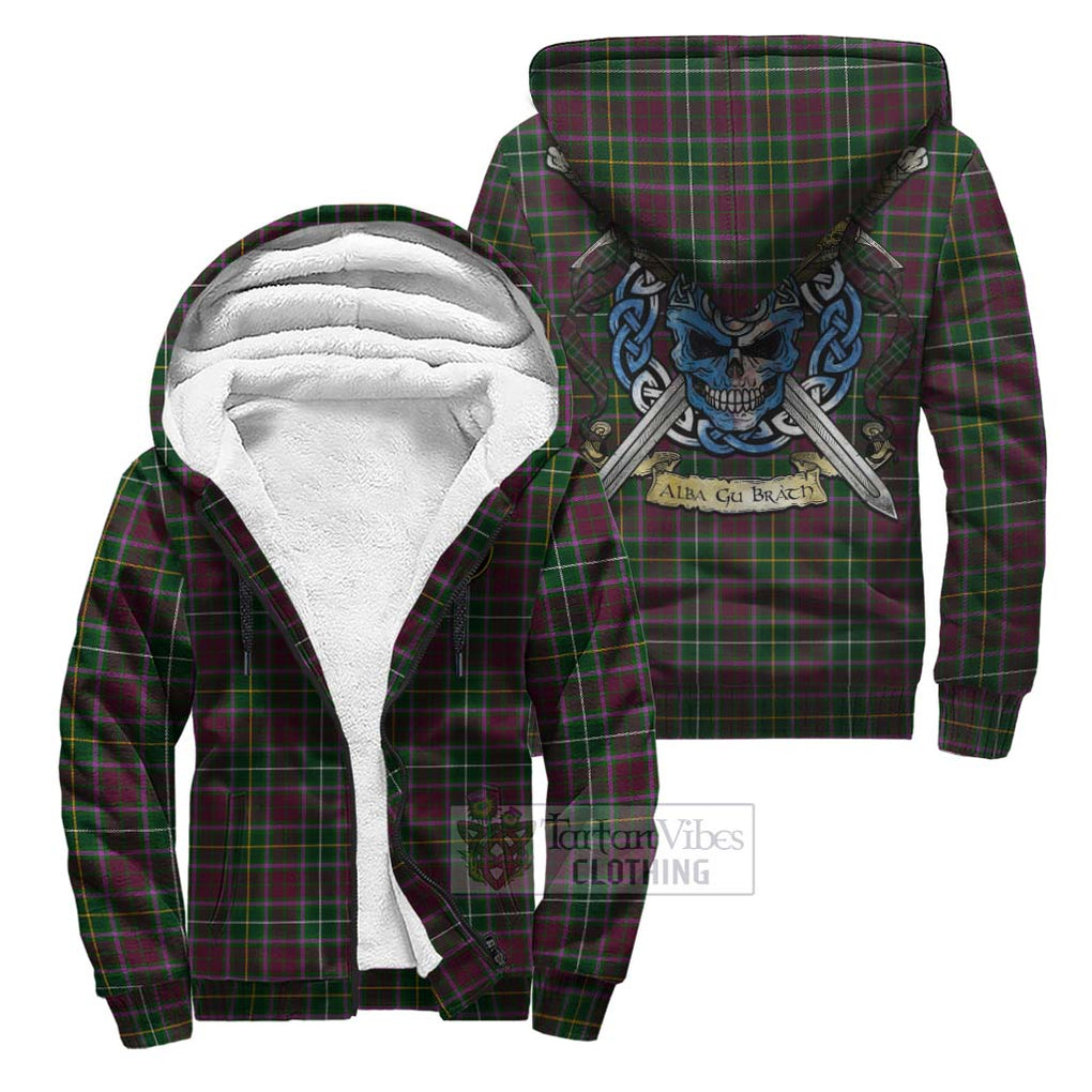 Tartan Vibes Clothing Crosbie Tartan Sherpa Hoodie with Family Crest Celtic Skull Style