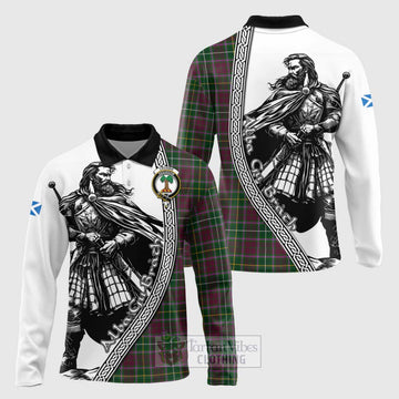 Crosbie Tartan Clan Crest Long Sleeve Polo Shirt with Highlander Warrior Celtic Style