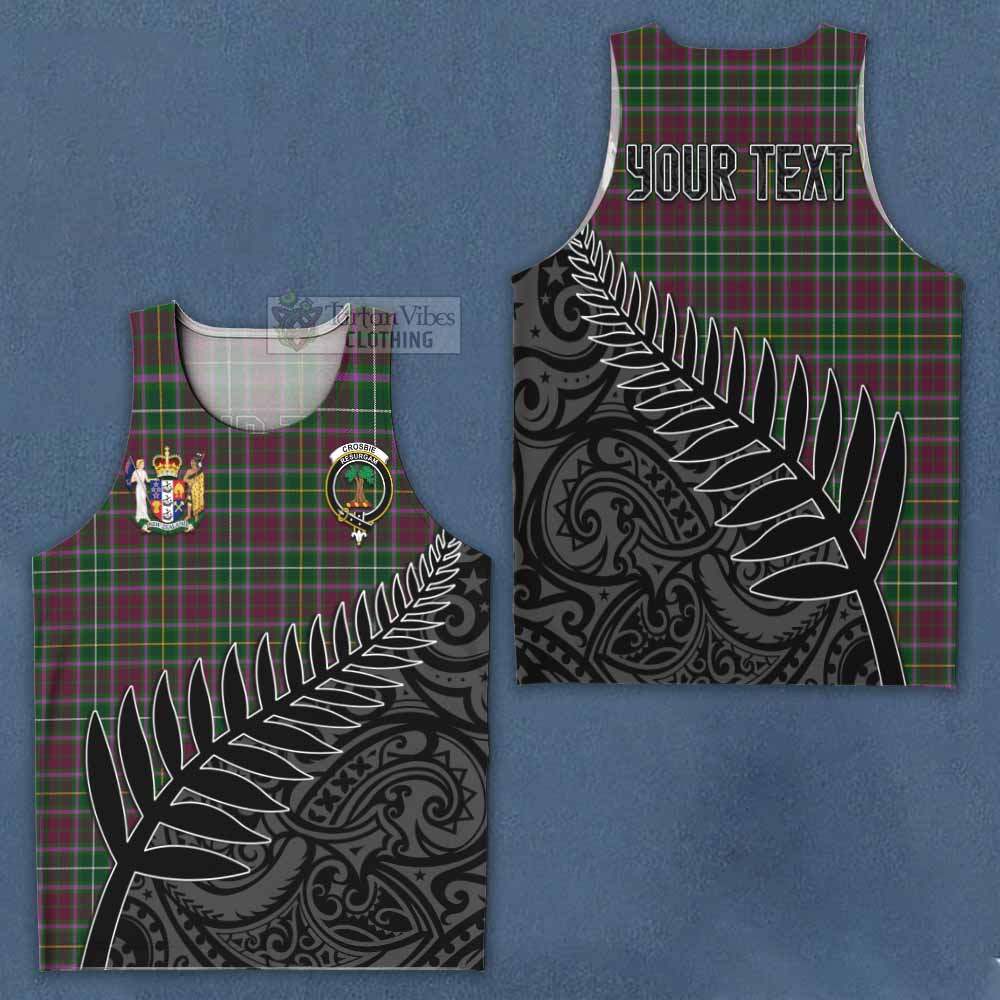 Tartan Vibes Clothing Crosbie Crest Tartan Men's Tank Top with New Zealand Silver Fern Half Style