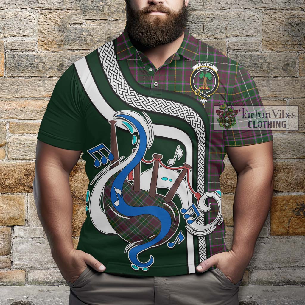 Tartan Vibes Clothing Crosbie Tartan Polo Shirt with Epic Bagpipe Style