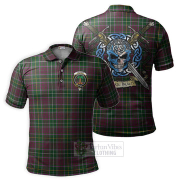 Crosbie Tartan Polo Shirt with Family Crest Celtic Skull Style