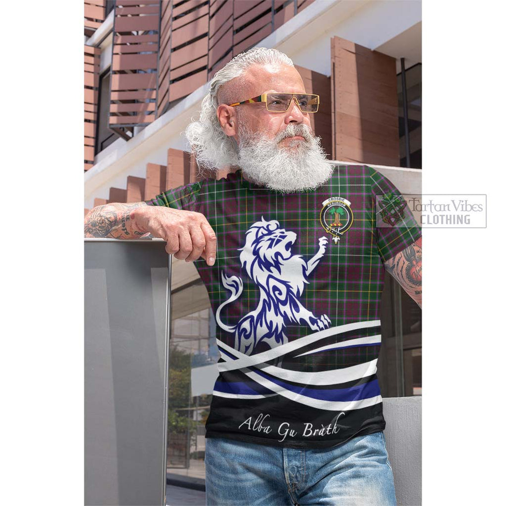 Tartan Vibes Clothing Crosbie Tartan Cotton T-shirt with Alba Gu Brath Regal Lion Emblem