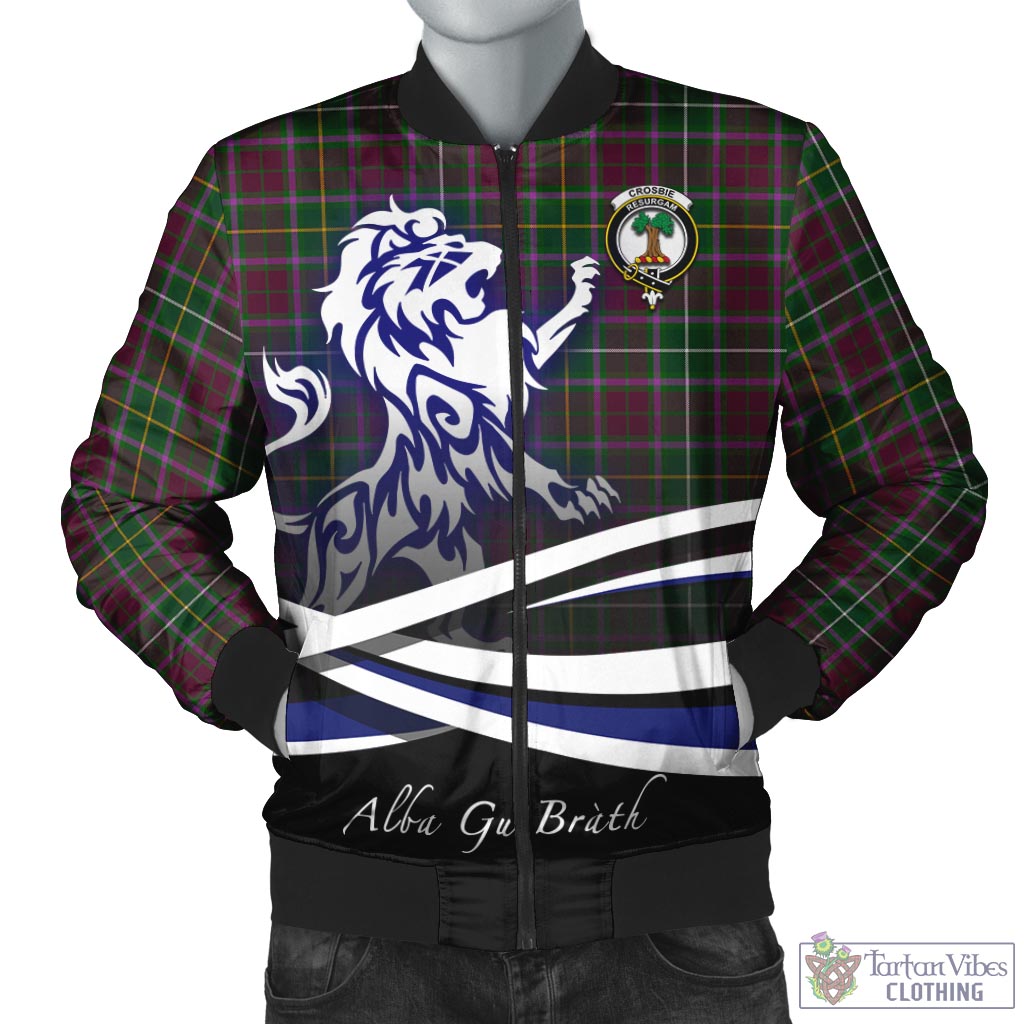 Tartan Vibes Clothing Crosbie Tartan Bomber Jacket with Alba Gu Brath Regal Lion Emblem