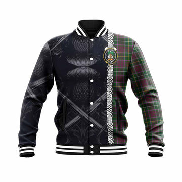 Crosbie Tartan Baseball Jacket with Family Crest Cross Sword Thistle Celtic Vibes Unisex - Tartan Vibes Clothing