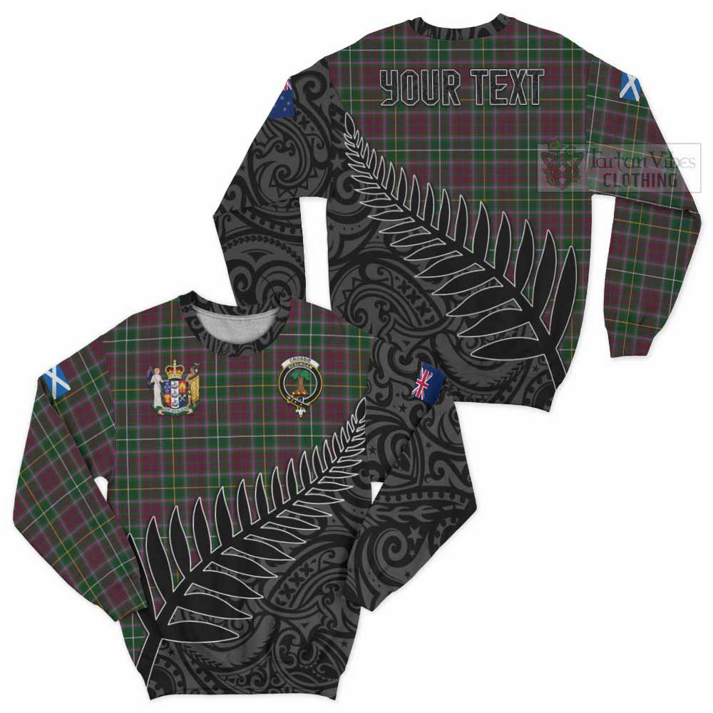 Tartan Vibes Clothing Crosbie Crest Tartan Sweatshirt with New Zealand Silver Fern Half Style