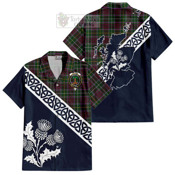 Crosbie Tartan Short Sleeve Button Shirt Featuring Thistle and Scotland Map