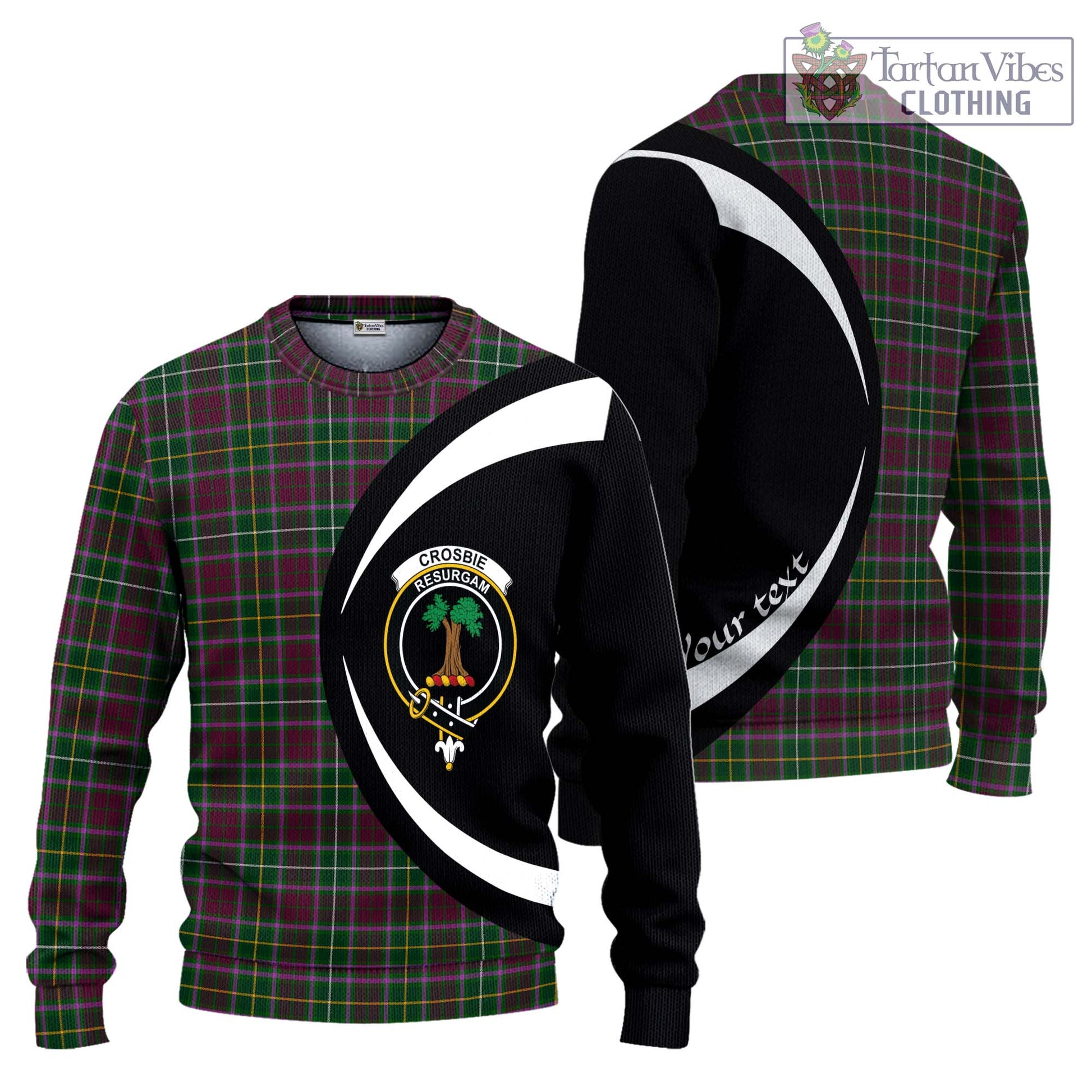 Tartan Vibes Clothing Crosbie Tartan Knitted Sweater with Family Crest Circle Style