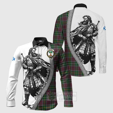 Crosbie Tartan Clan Crest Long Sleeve Button Shirt with Highlander Warrior Celtic Style