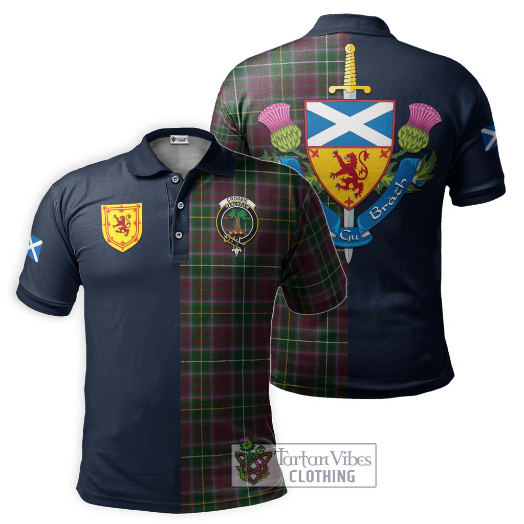 Tartan Vibes Clothing Crosbie Tartan Polo Shirt with Scottish Lion Royal Arm Half Style