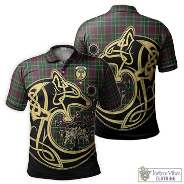 Crosbie Tartan Polo Shirt with Family Crest Celtic Wolf Style