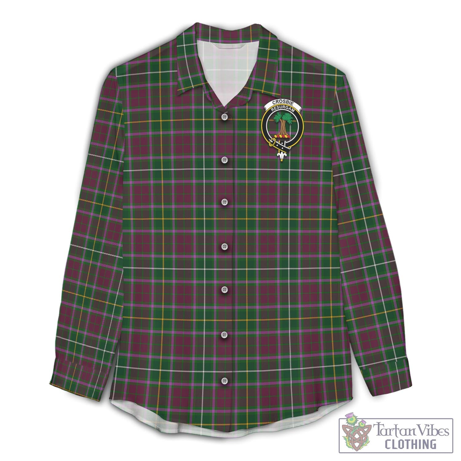 Tartan Vibes Clothing Crosbie Tartan Womens Casual Shirt with Family Crest