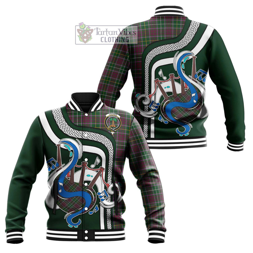 Tartan Vibes Clothing Crosbie Tartan Baseball Jacket with Epic Bagpipe Style