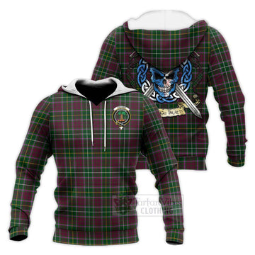 Crosbie Tartan Knitted Hoodie with Family Crest Celtic Skull Style