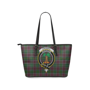 Crosbie Tartan Leather Tote Bag with Family Crest