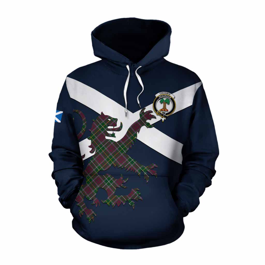 Tartan Vibes Clothing Crosbie Tartan Lion Rampant Cotton Hoodie Proudly Display Your Heritage with Alba Gu Brath and Clan Name