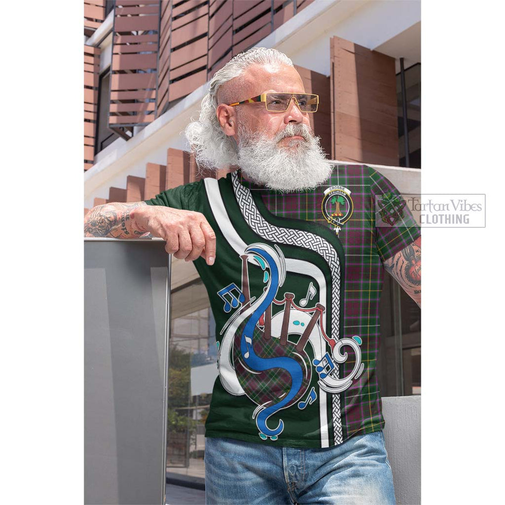 Tartan Vibes Clothing Crosbie Tartan Cotton T-shirt with Epic Bagpipe Style