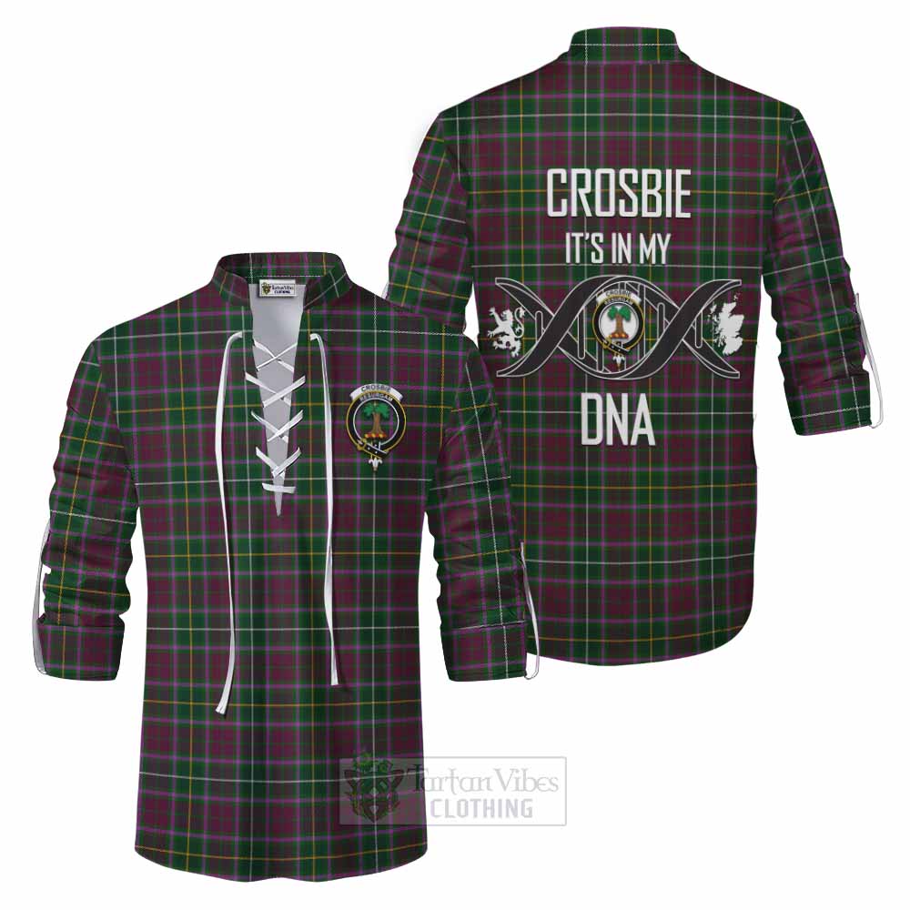 Tartan Vibes Clothing Crosbie Tartan Ghillie Kilt Shirt with Family Crest DNA In Me Style