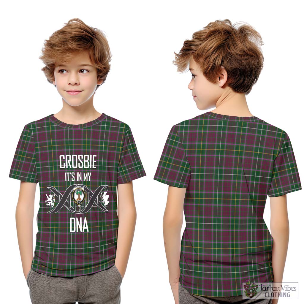 Tartan Vibes Clothing Crosbie Tartan Kid T-Shirt with Family Crest DNA In Me Style