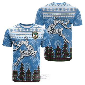 Crosbie Clan Christmas Cotton T-shirt Celtic Reindeer Style