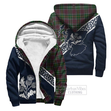 Crosbie Tartan Sherpa Hoodie Featuring Thistle and Scotland Map