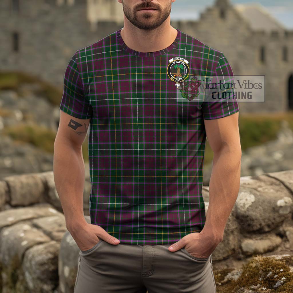 Tartan Vibes Clothing Crosbie Tartan Cotton T-Shirt with Family Crest