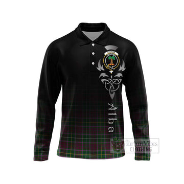 Crosbie Tartan Long Sleeve Polo Shirt Featuring Alba Gu Brath Family Crest Celtic Inspired