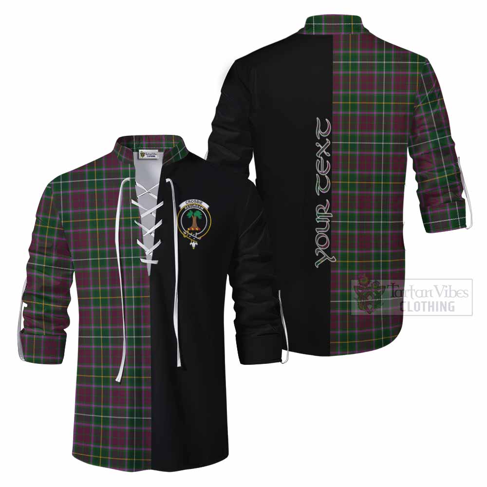 Tartan Vibes Clothing Crosbie Tartan Ghillie Kilt Shirt with Family Crest and Half Of Me Style