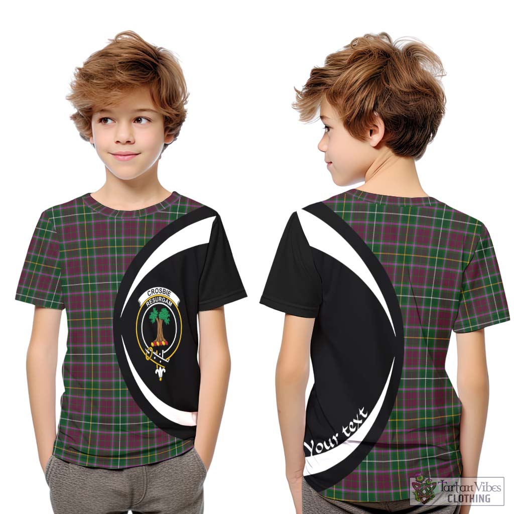 Tartan Vibes Clothing Crosbie Tartan Kid T-Shirt with Family Crest Circle Style