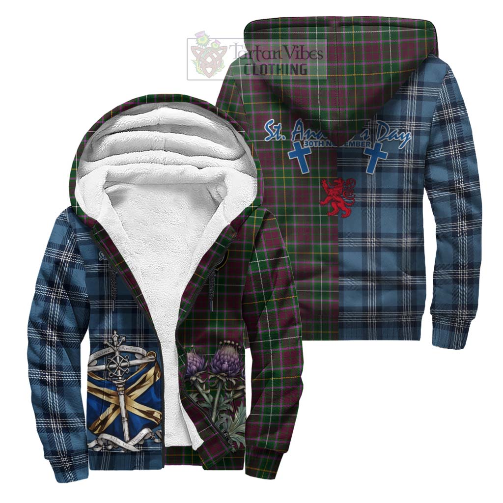 Tartan Vibes Clothing Crosbie Tartan Sherpa Hoodie Happy St. Andrew's Day Half Tartan Style