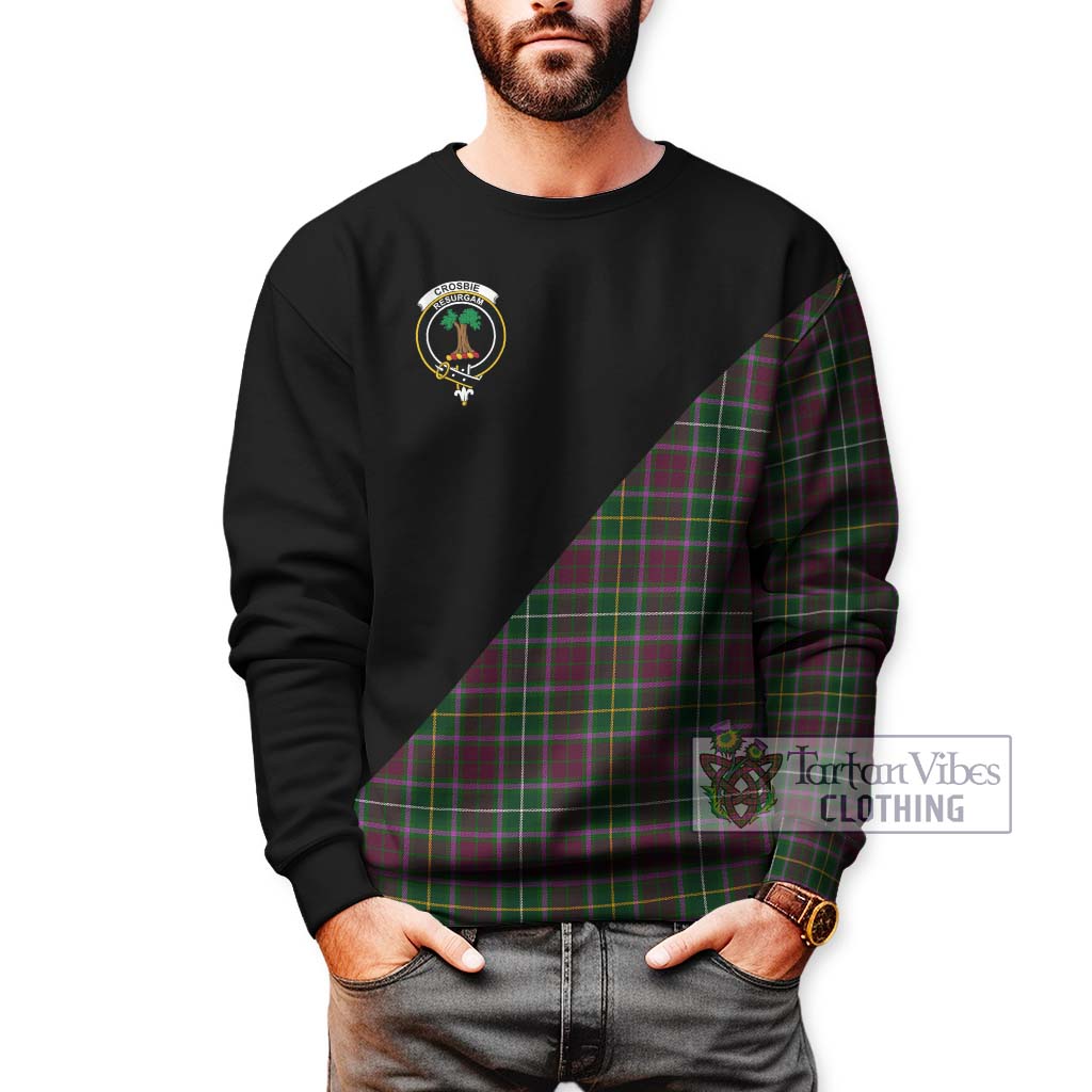 Crosbie Tartan Sweatshirt with Family Crest and Military Logo Style Unisex - Tartanvibesclothing Shop