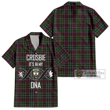 Crosbie Tartan Short Sleeve Button Shirt with Family Crest DNA In Me Style