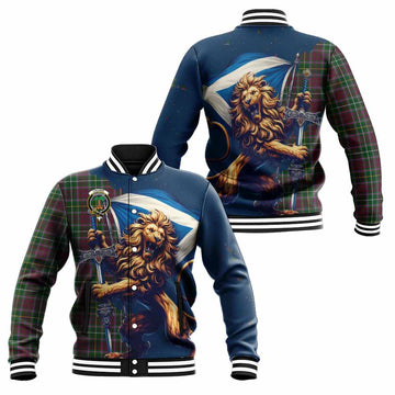 Crosbie Tartan Family Crest Baseball Jacket with Scottish Majestic Lion