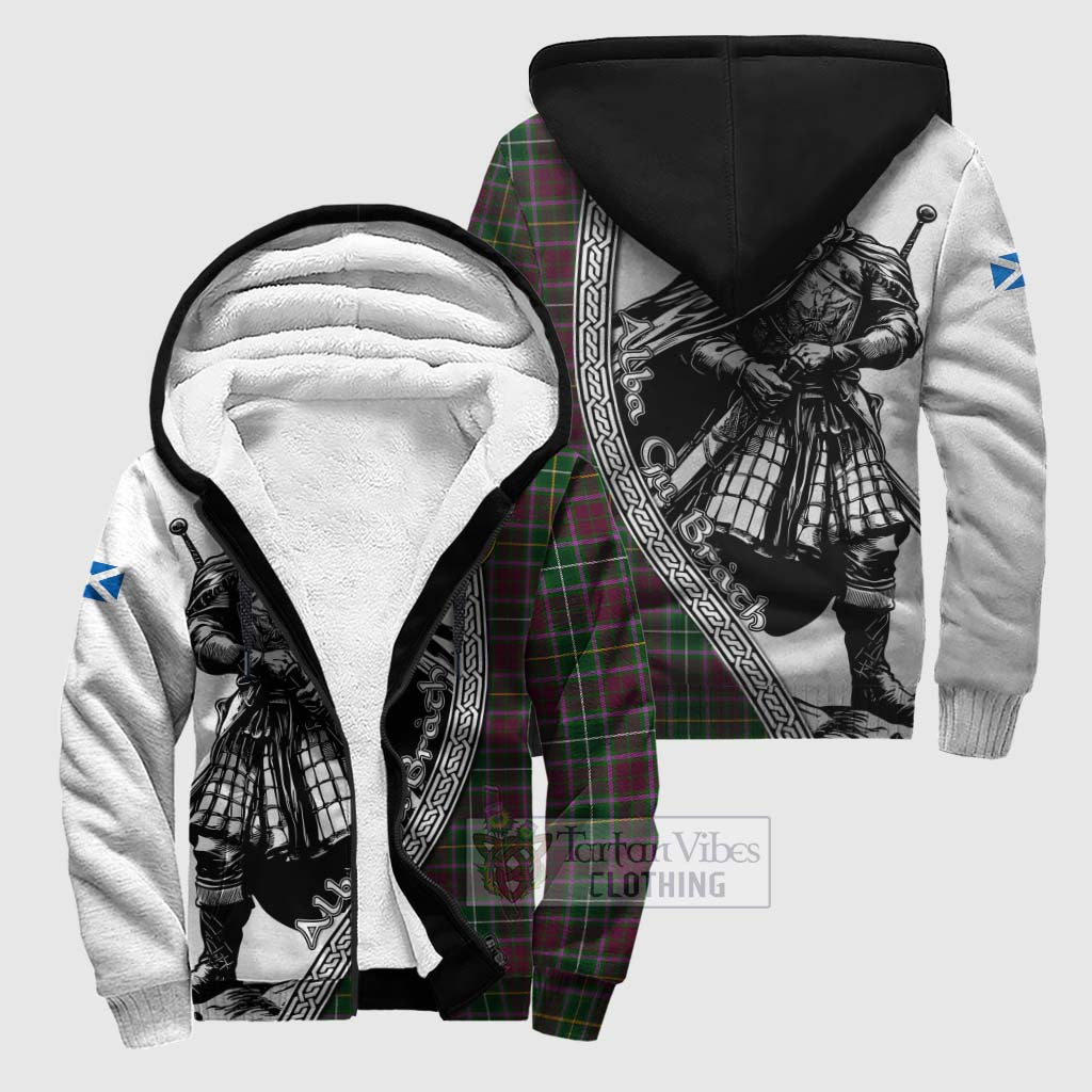 Tartan Vibes Clothing Crosbie Tartan Clan Crest Sherpa Hoodie with Highlander Warrior Celtic Style