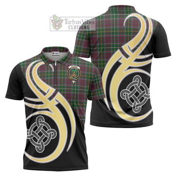 Crosbie Tartan Zipper Polo Shirt with Family Crest and Celtic Symbol Style