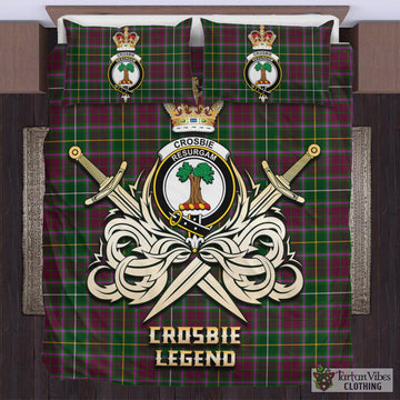 Crosbie Tartan Bedding Set with Clan Crest and the Golden Sword of Courageous Legacy