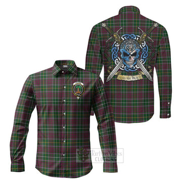 Crosbie Tartan Long Sleeve Button Shirt with Family Crest Celtic Skull Style