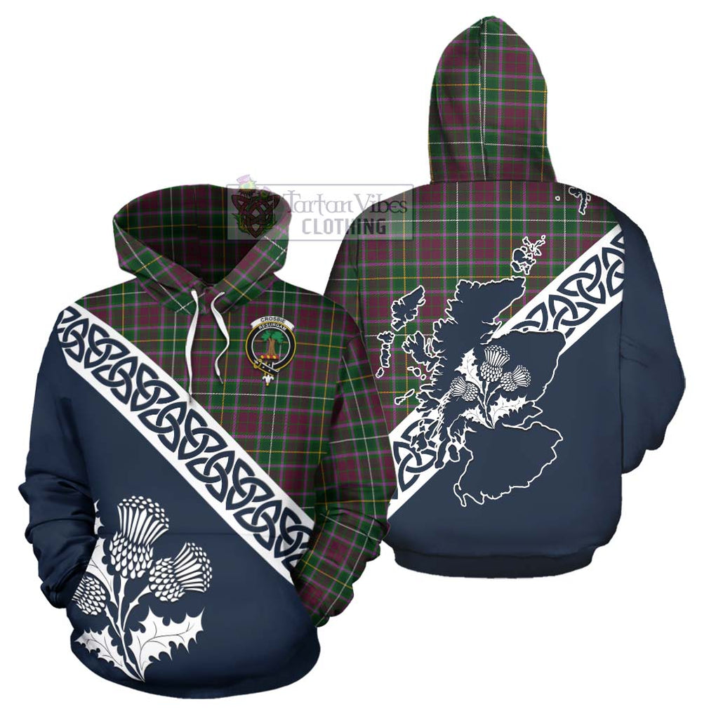 Tartan Vibes Clothing Crosbie Tartan Hoodie Featuring Thistle and Scotland Map